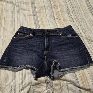 Dark Blue Frayed Hem Jean Shorts New Without Tags.